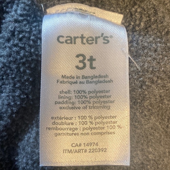 ❤️3/$30❤️Carters Blue Winter Jacket With Removable Hood Size 3T - Picture 5 of 7